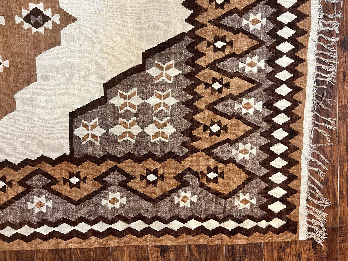 Antique Persian Fars Kilim Rug 8x11, Wool, Boho Tribal Persian Shiraz Flatweave Carpet, Semi Open Field, Geometric, Handmade, Vintage Semi Antique - Jewel Rugs, view 9