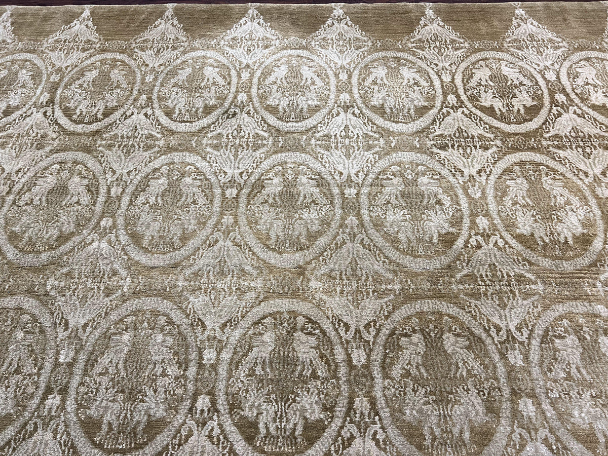 Tibetan Rug 12x15, Wool Hand Knotted Carpet, Odegard Rug, Birds, Olive Green, 12 x 15 Oversized Handmade Contemporary Area Rug, Extra Large - Jewel Rugs, view 3