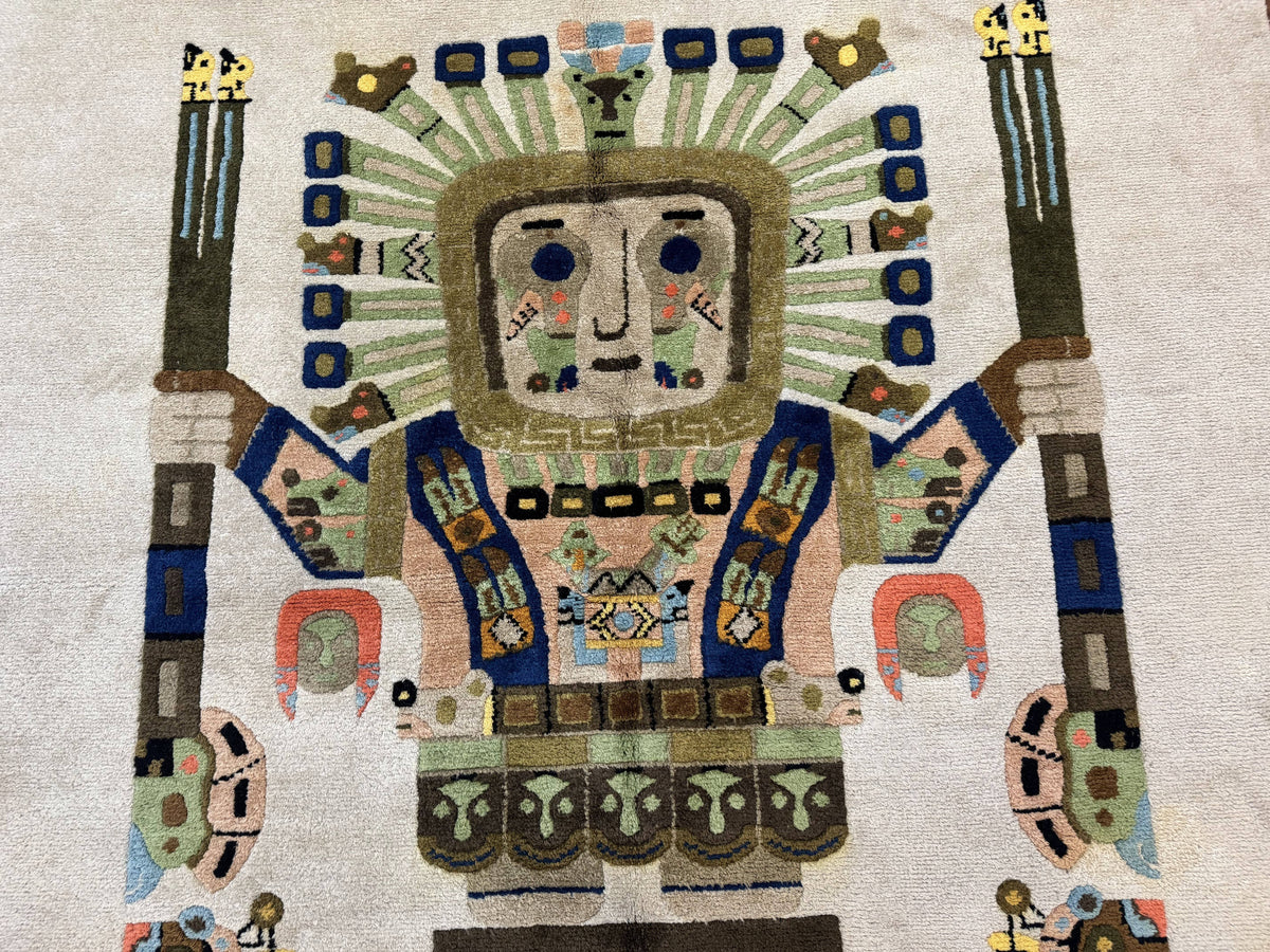 South American Rug 6x7, Unique Native American Design, Ivory, Ecuador Rug, Handmade Wool - Jewel Rugs, view 5