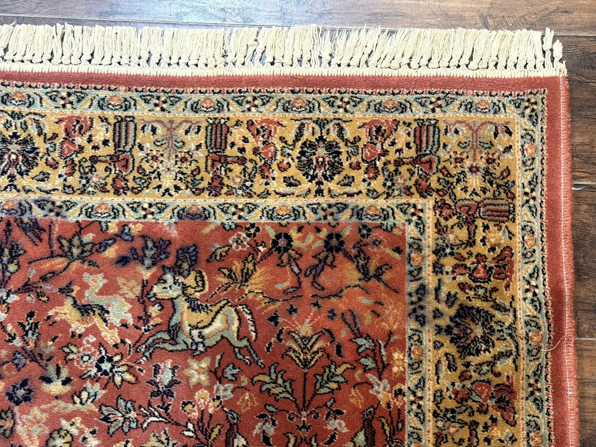 Persian Hunting Design Rug 4.7 x 6.5, Hunting Scene, Red-Orange, Wool, Belgian Power Loomed Carpet - Jewel Rugs, view 8