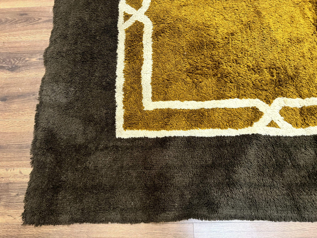 Mid Century Shag Rug 8x11, Large Vintage Shag Rug, Open Field, European Shag Rug - Jewel Rugs, view 9