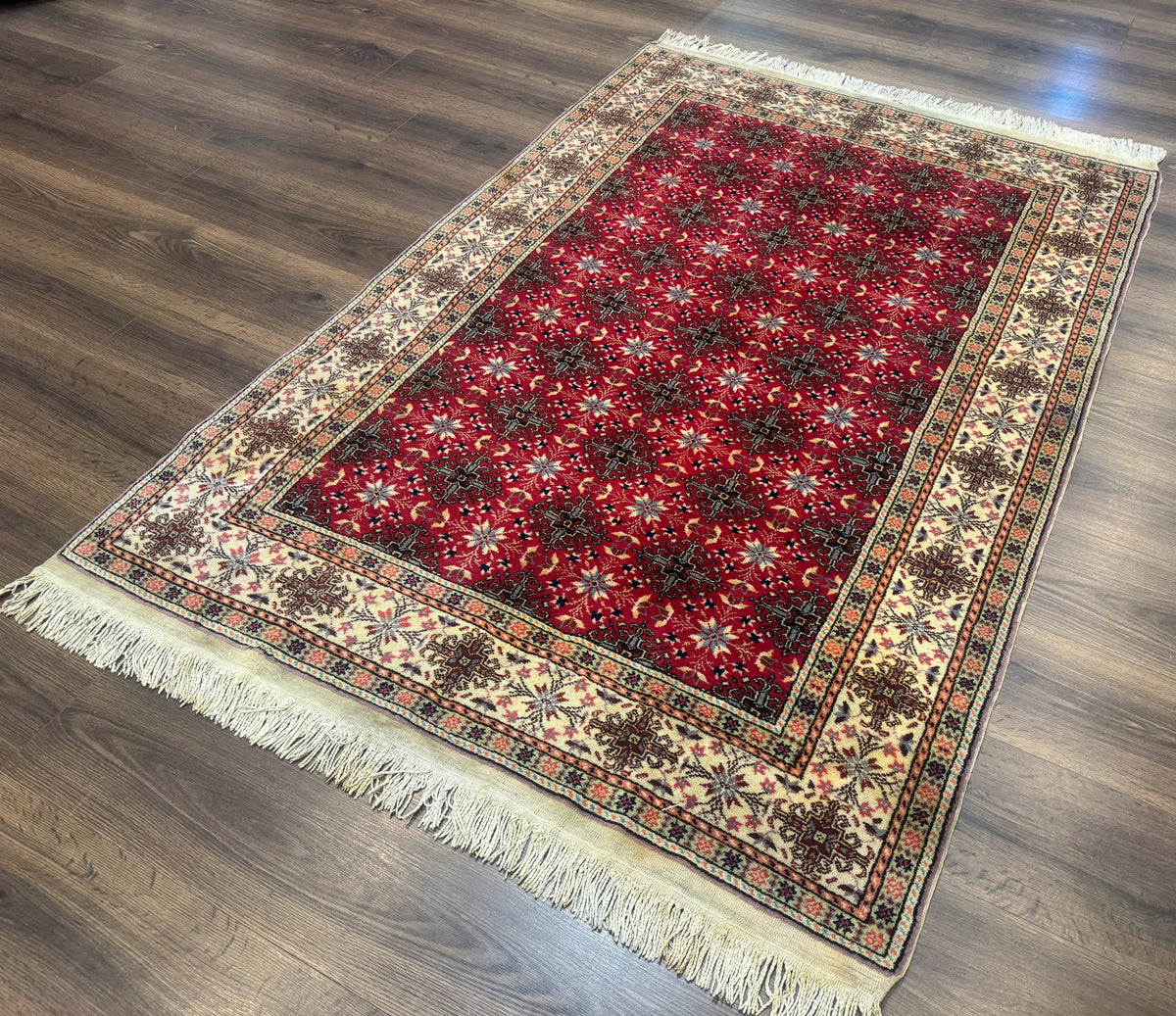 Turkish Sivas Rug 4x6, Red and Cream, Allover Design, Handmade Vintage - Jewel Rugs, view 3