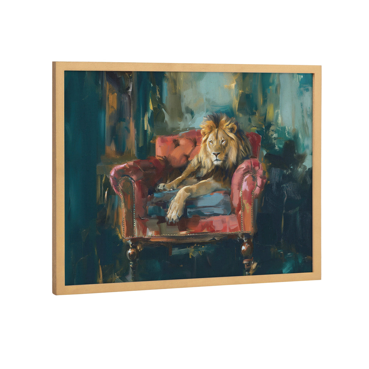 Gallery Lion Portrait in Rich Jewel Tones Print by The Creative Bunch Studio