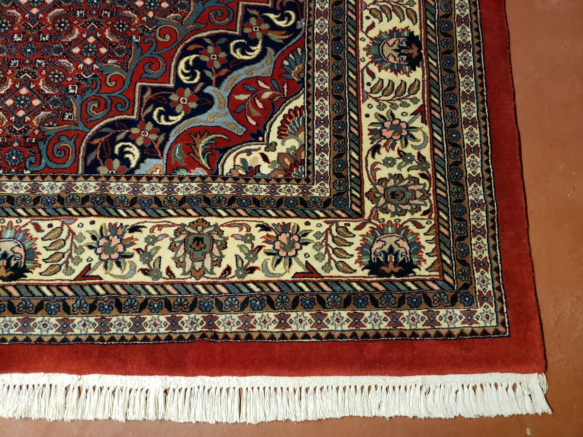 Indian Rug 9x12 Red Indo Bidjar Rug 9x12 Vintage Rug Allover Pattern Medallion Rug Wool Rug Nice Persian Design - Jewel Rugs, view 9
