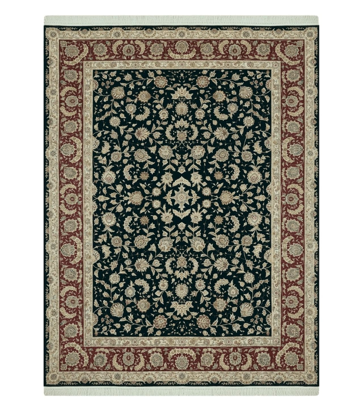 9' X 12' Vintage Handmade Fine Chinese Oriental Floral Wool Rug Silk Black - Jewel Rugs