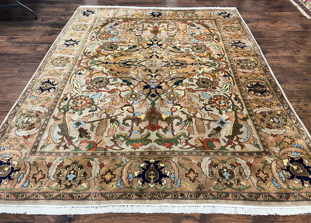Indian Agra Rug 8x10, Wool Vintage Handmade Carpet, Gray Brown - Jewel Rugs, view 2