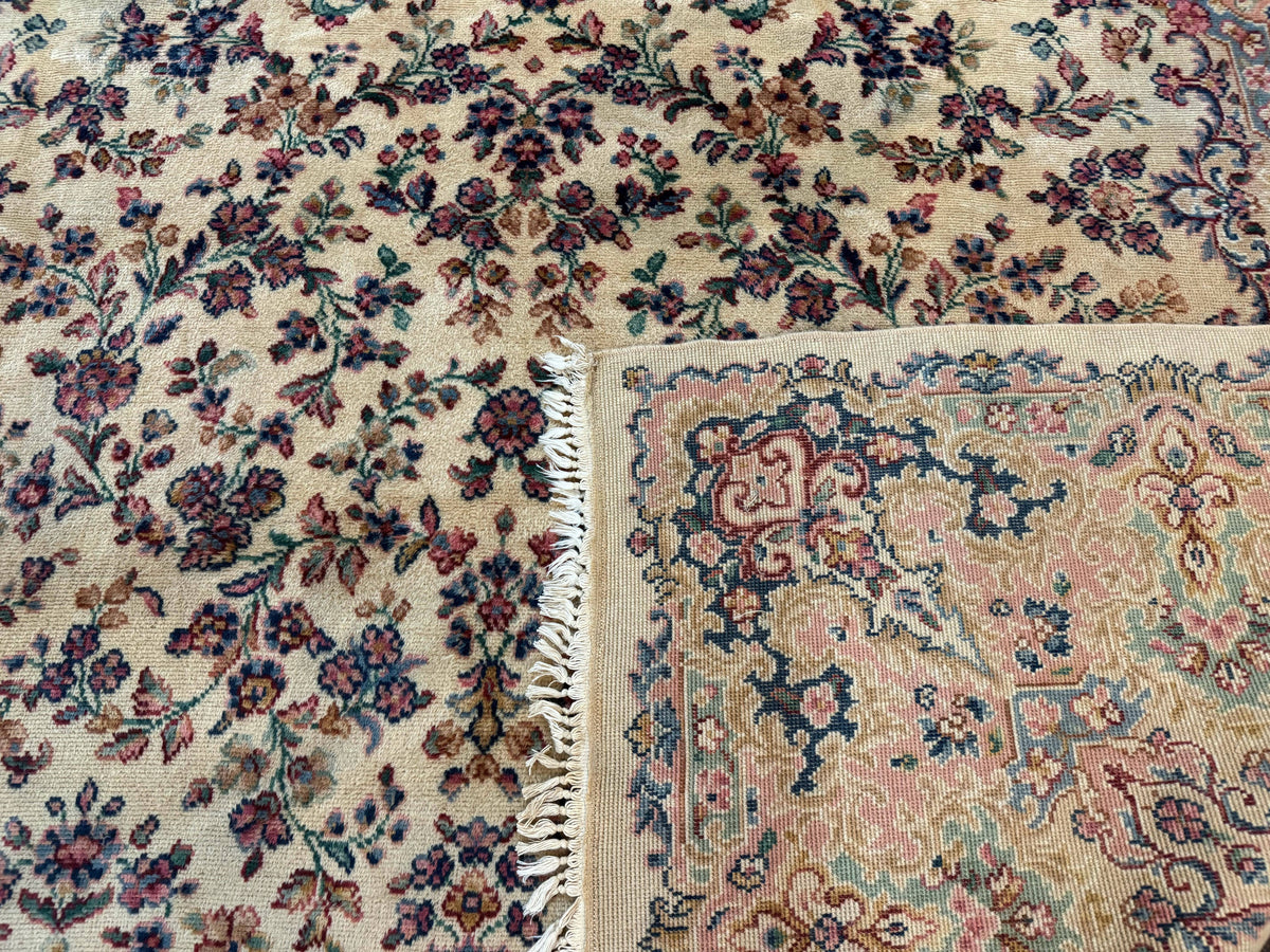 Antique Karastan Rug 8.8 x 12 Lanamar Floral Ivory Kirman Wool Discontinued - Jewel Rugs, view 10
