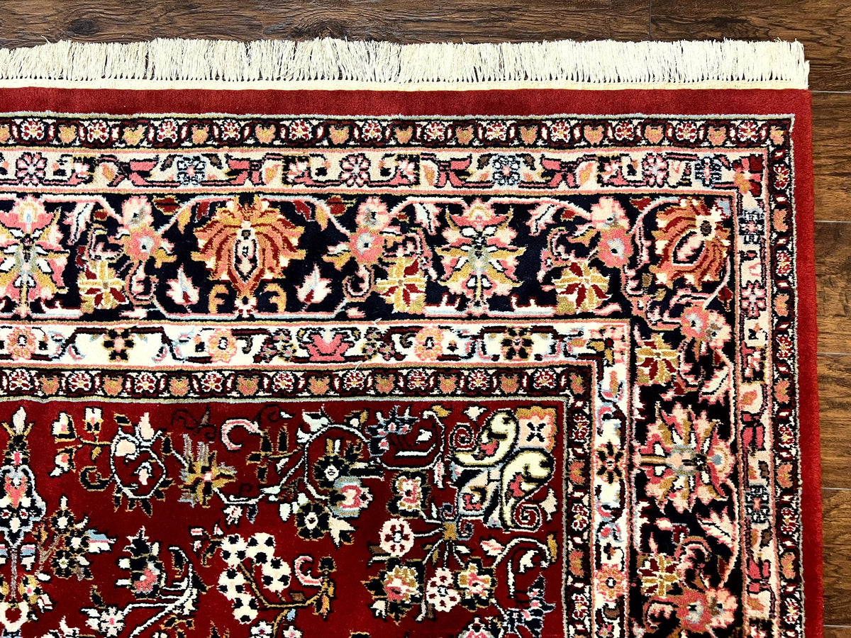 Indo Persian Sarouk Rug 8x10, Red, Floral Allover, Handmade Vintage Wool Carpet, Traditional Rug - Jewel Rugs, view 9