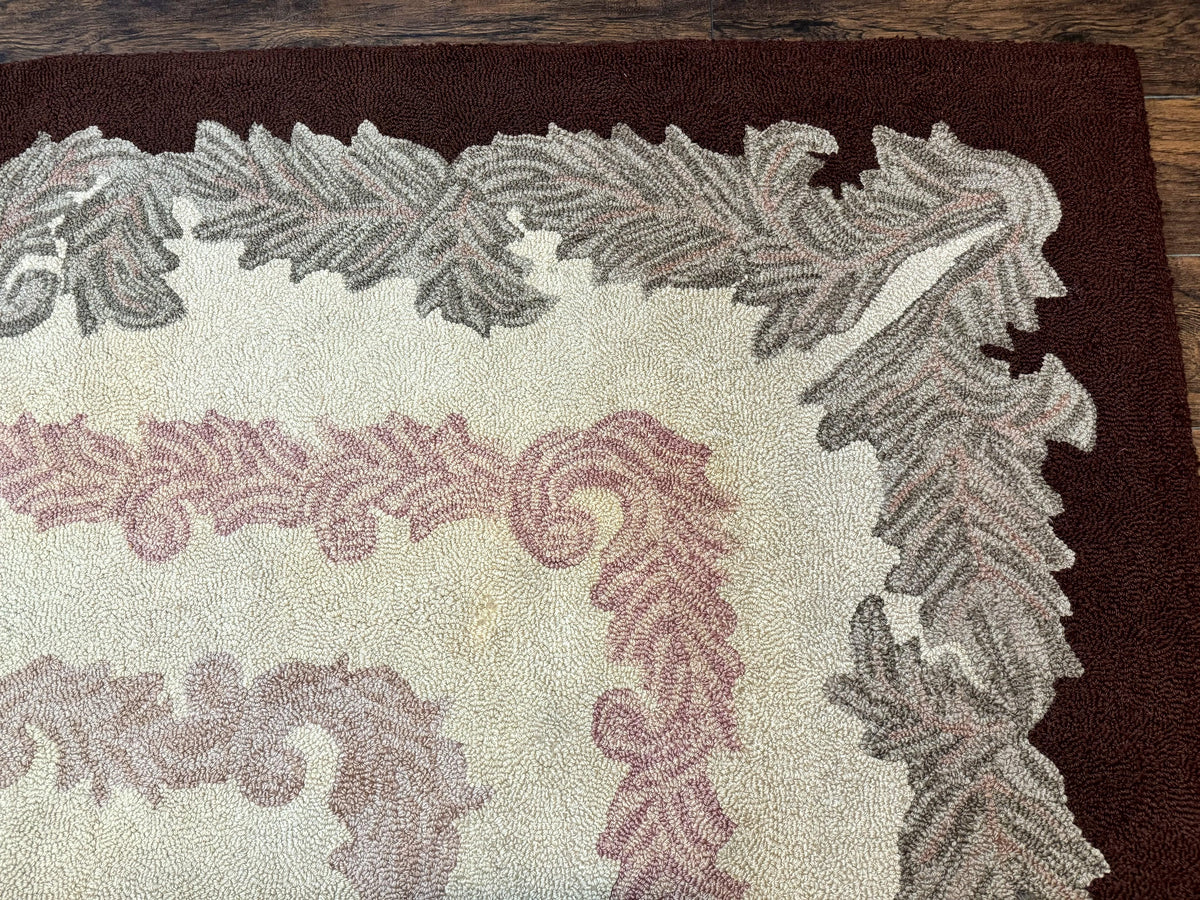American Hand Hooked Rug 9x12, Vintage Aubusson Carpet, Wool - Jewel Rugs, view 7