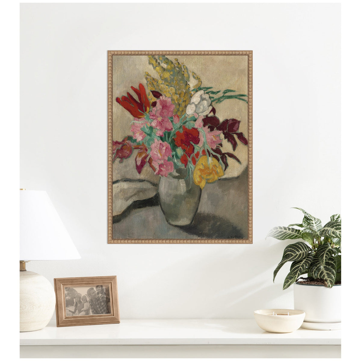 Vase avec bouquet de fleurs by Louis Valtat by Nostalgia Prints Framed Canvas Wall Art Print