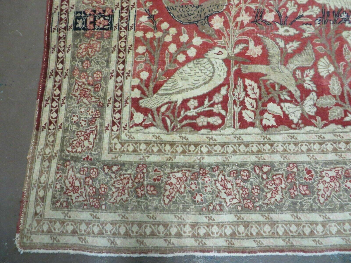 4' X 6' Antique Handmade Turkish Tree Of Life Oriental Wool Rug Birds Red - Jewel Rugs, view 7