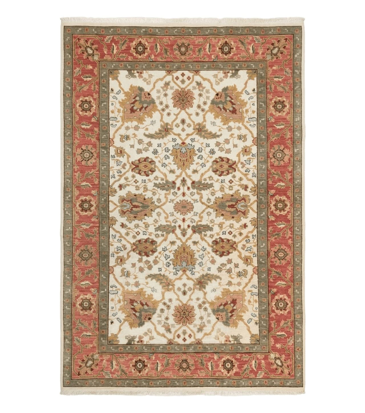 Flatweave Soumak Rug 6x9, Nourison Rug, Wool Handmade, Floral, Ivory - Jewel Rugs