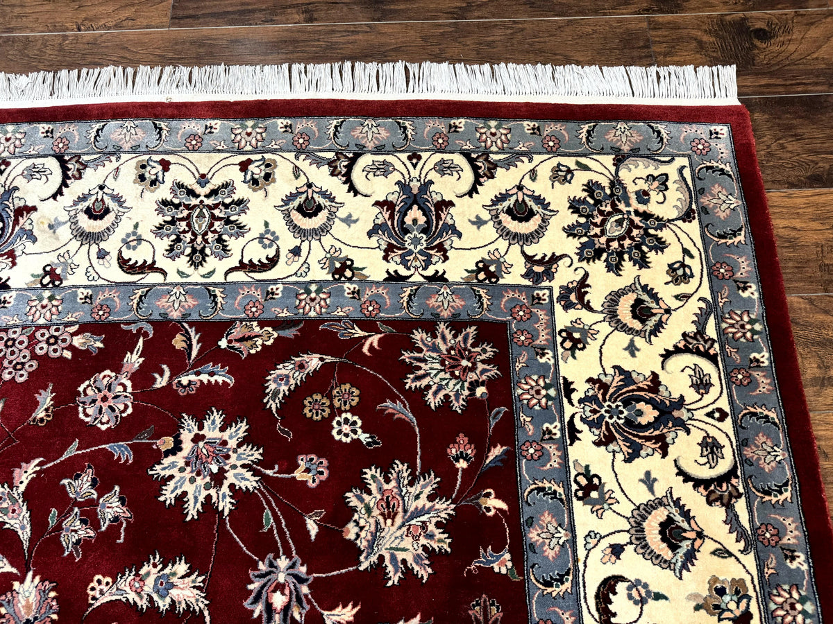 Pak Persian Rug 9x12, Maroon and Ivory, Wool Handmade Vintage - Jewel Rugs, view 8