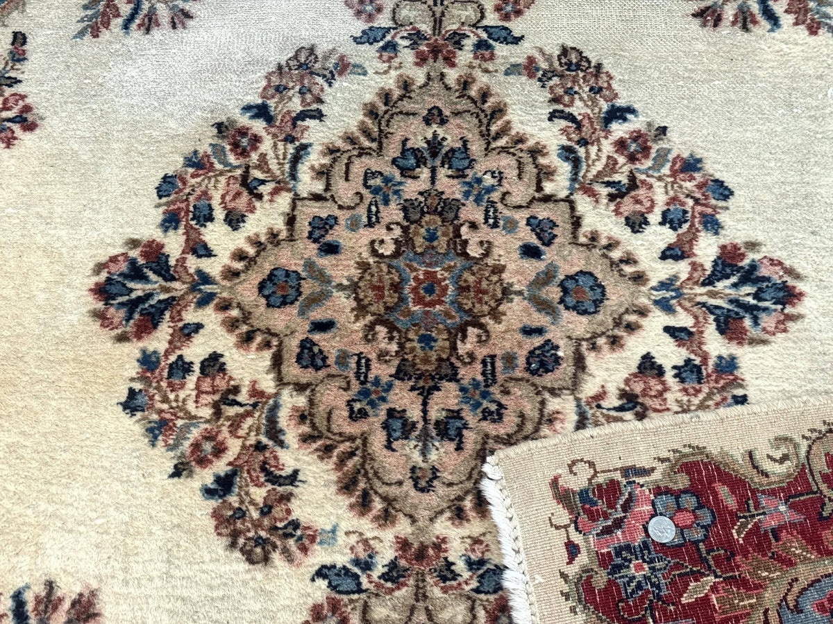 Square Persian Kerman Rug, Beige/Cream and Light Blue, Traditional Persian Rug, 5.5 x 5.5 ft - Jewel Rugs, view 11