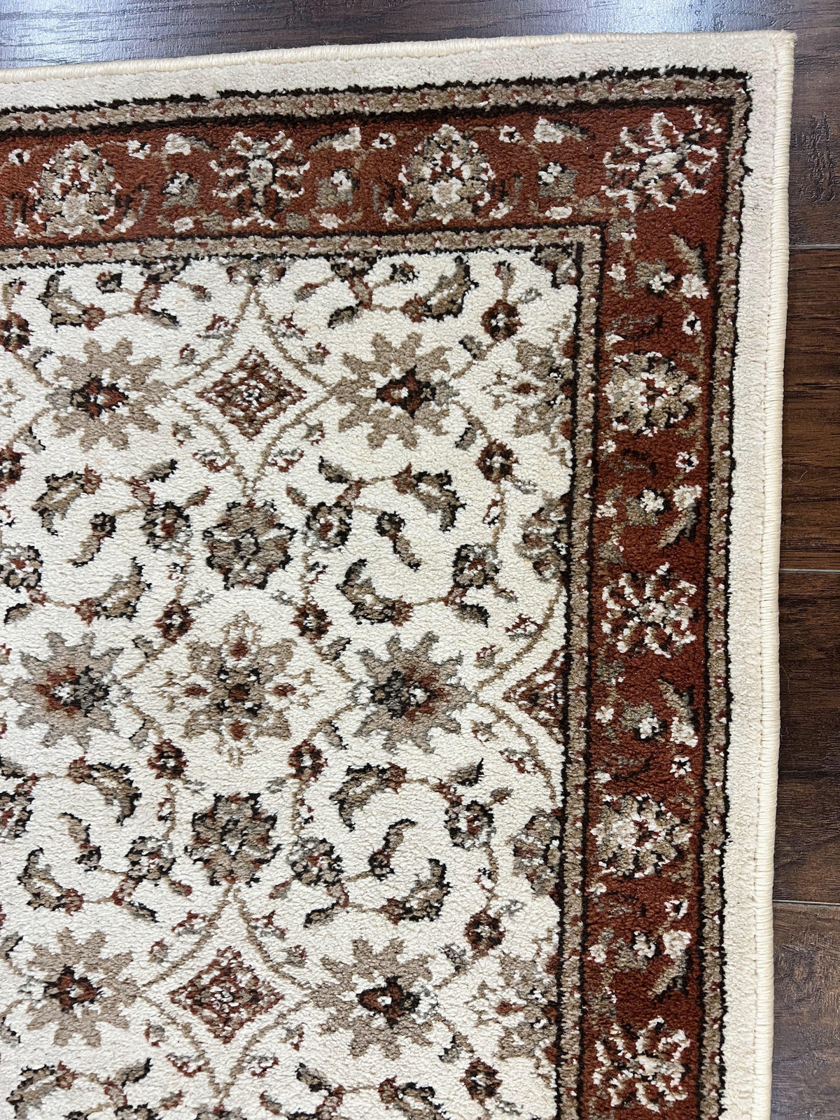 Runner Rug 2 x 7.6, Skinny Runner, Oriental Rug for Hallway, Ivory & Rust Red, Floral Allover - Jewel Rugs, view 8