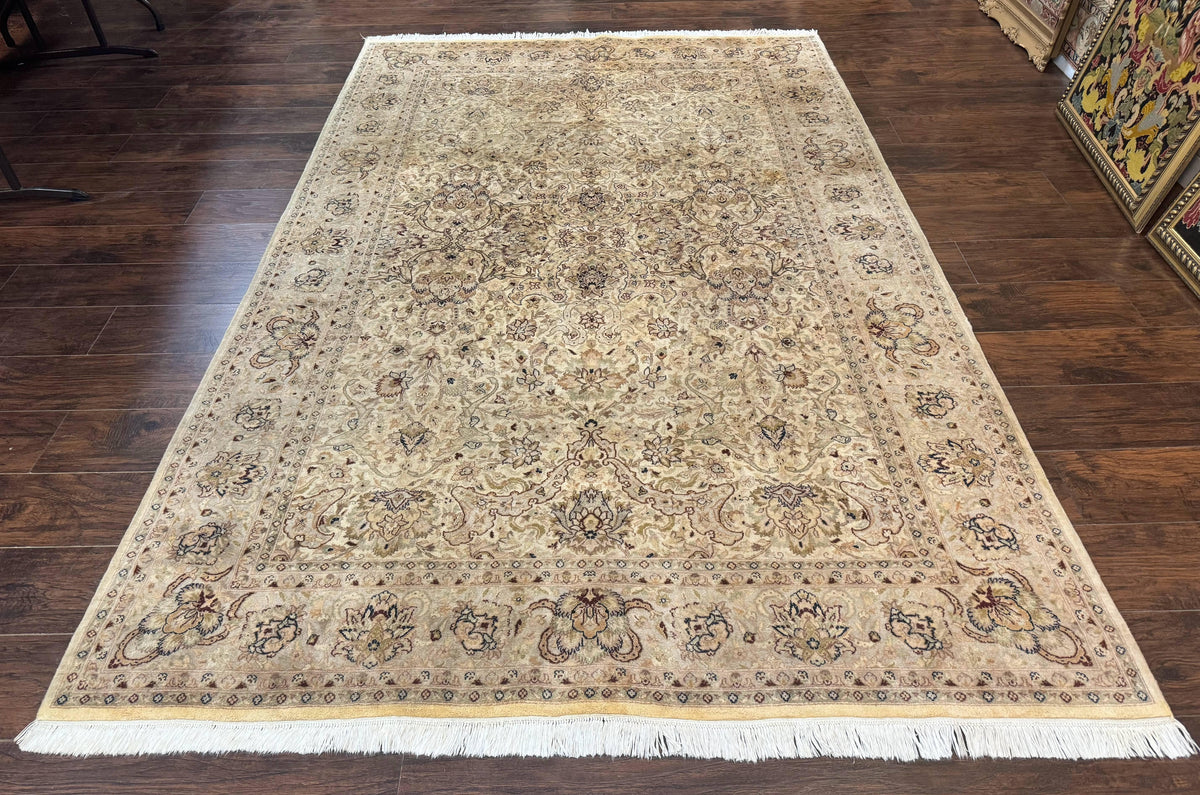 Pak Persian Rug 6x9, Vintage Handmade Wool Carpet, Floral, Beige - Jewel Rugs, view 2