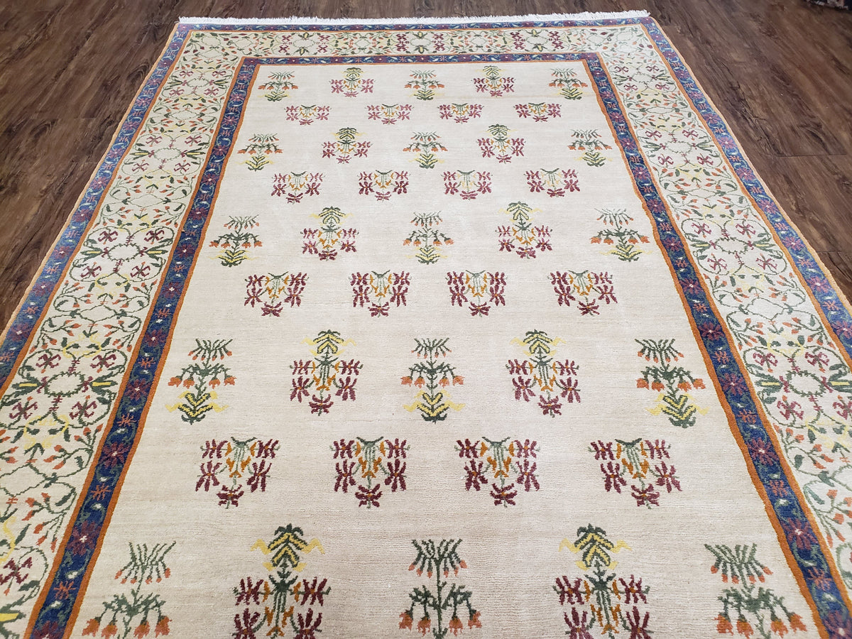 Tufenkian Rug 5.9 x 8.6, Tibetan Nepalese Rug, Hand Knotted, Soft Shiny Wool, Repeated Motifs, Contemporary Modern, Area Rug 6x9, Vintage - Jewel Rugs, view 9