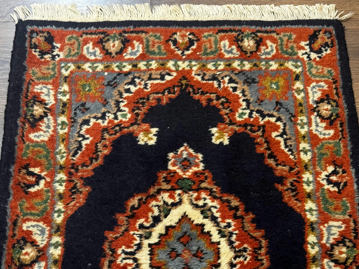 Small Indo Persian Rug 2x3, Navy Blue & Terracotta, Wool, Handmade - Jewel Rugs, view 4