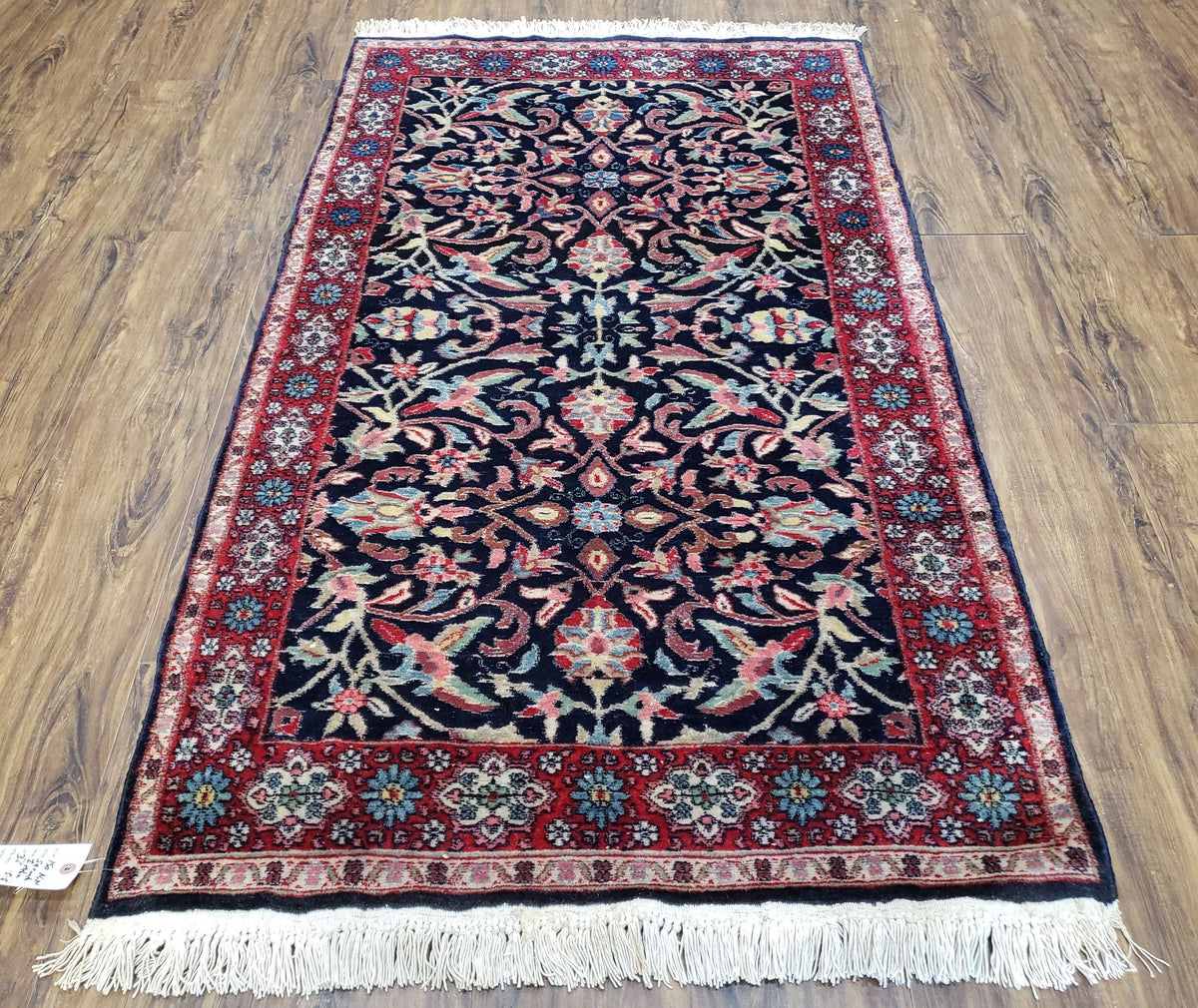 Antique Persian Sarouk Rug 3x5, Navy Blue, Allover Pattern, Hand Knotted - Jewel Rugs, view 2