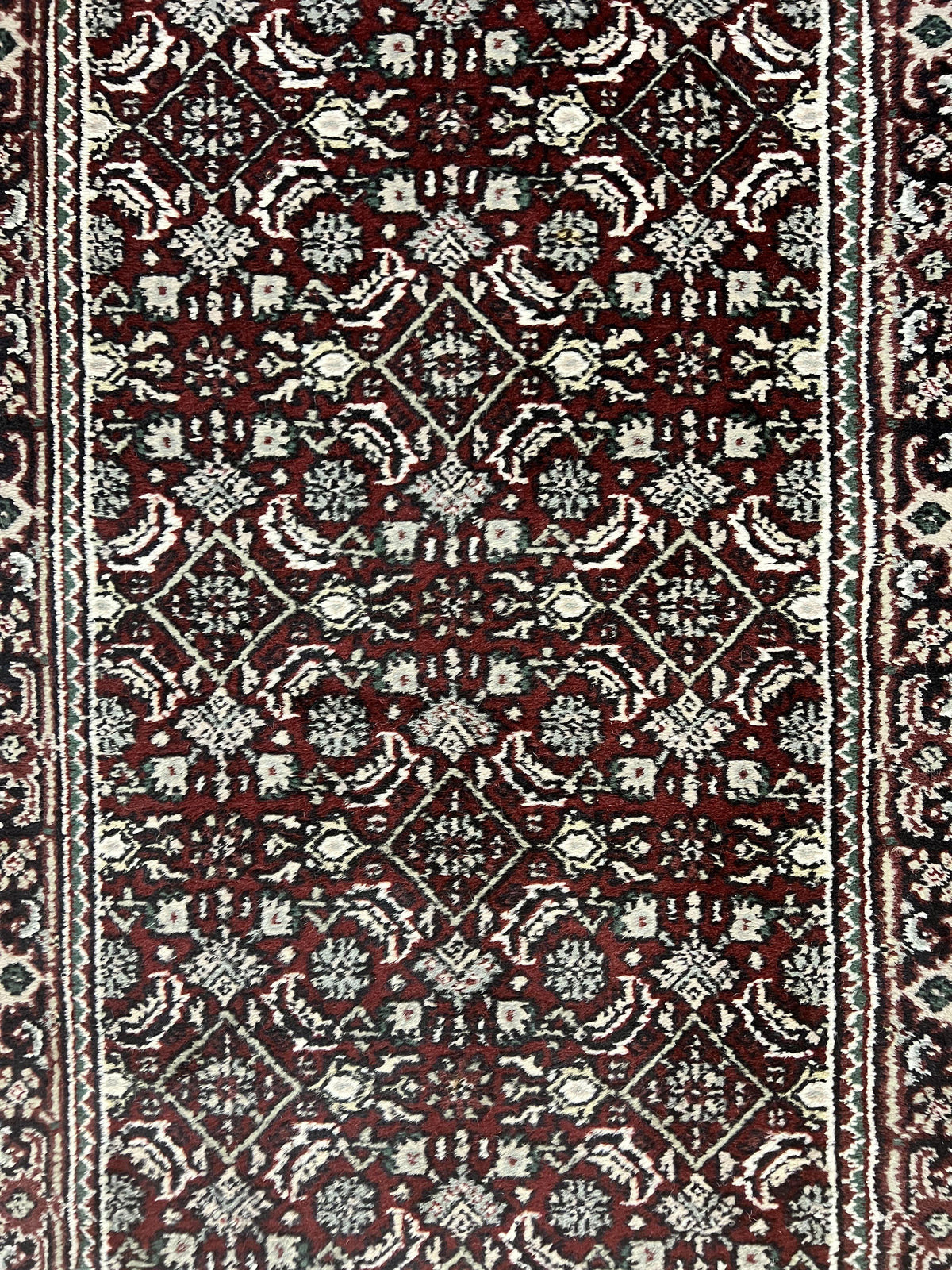 Indo Persian Runner Rug 2.7 x 8, Wool Hand Knotted Vintage Carpet, Red Black, Herati Allover Pattern, Oriental Runner, Rug for Hallway - Jewel Rugs, view 5