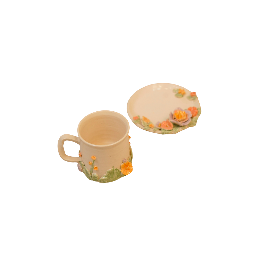 Garden Sip - Floral Mug & Saucer Set