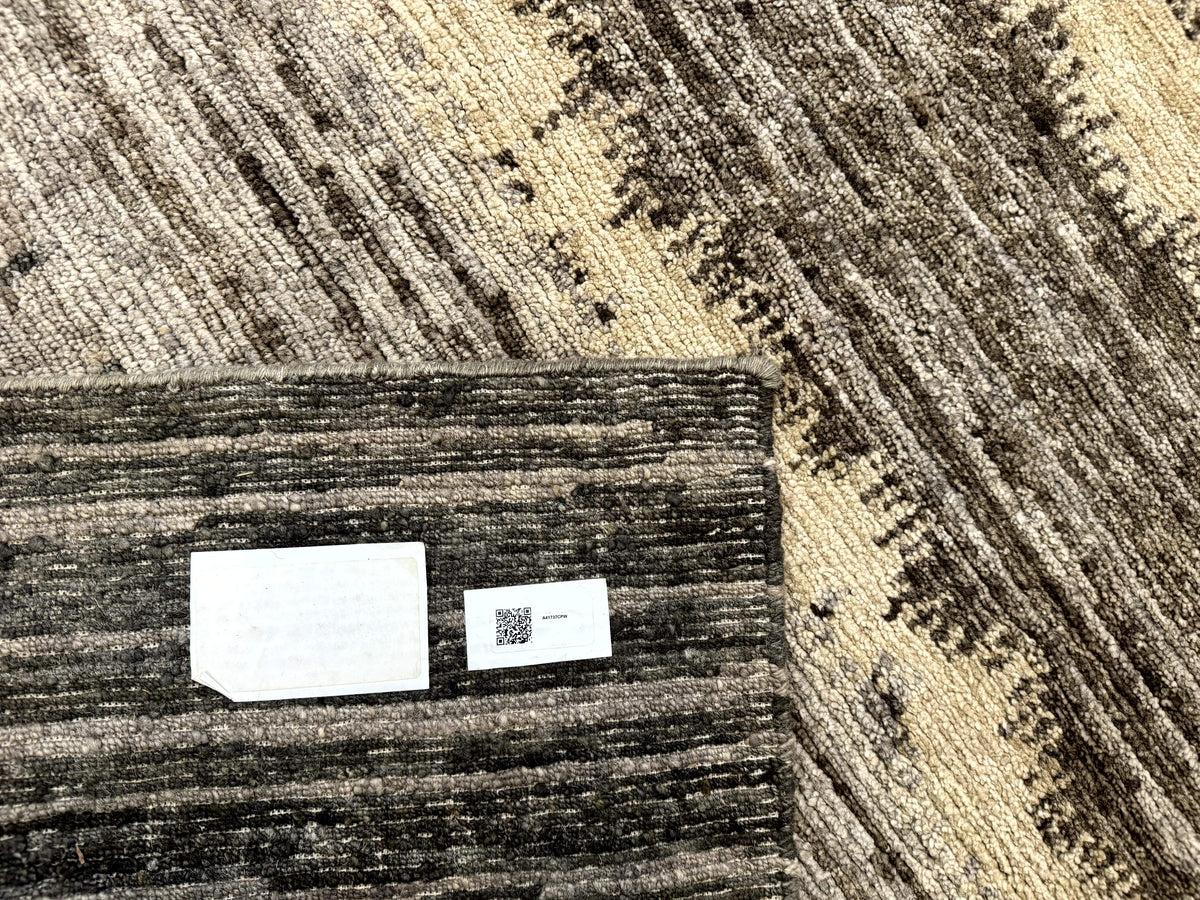 Modern Tibetan Wool Rug 8x10, Abstract, Contemporary, Handmade, Gray, Stripes - Jewel Rugs, view 11