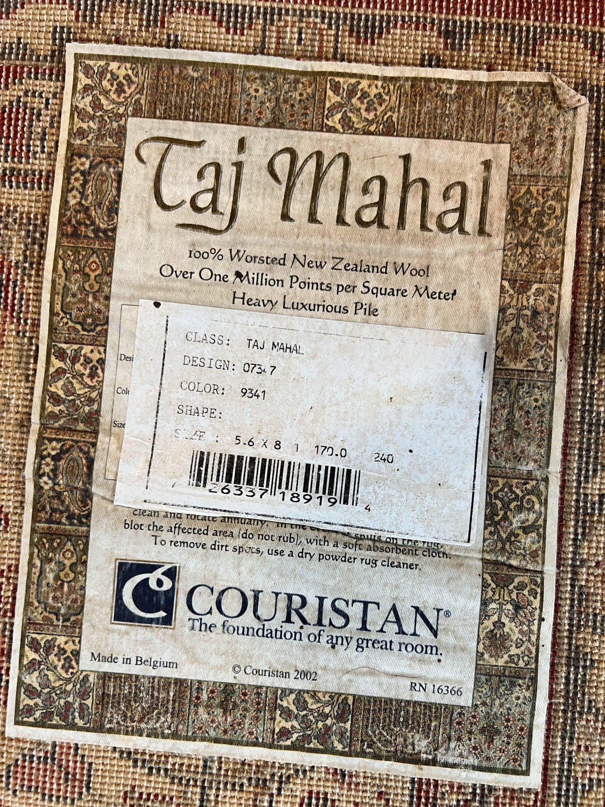 Couristan Rug 5.6 x 8, Floral Medallion, Dark Red Cream, Belgium Power Loomed Rug, Taj Mahal Rug, Vintage Oriental Wool Carpet - Jewel Rugs, view 9