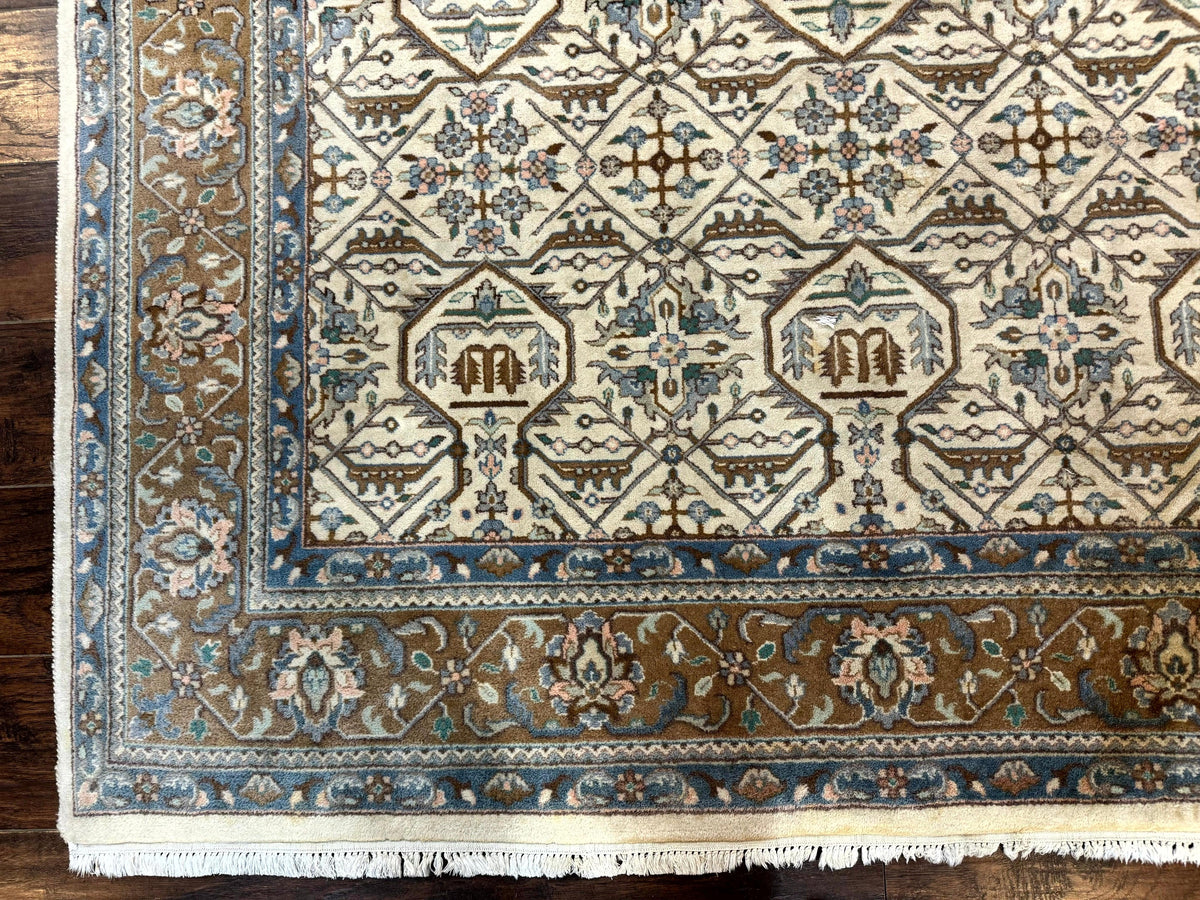 Indo Persian Rug 6x9, Beige, Allover Pattern, Vintage Wool Oriental Carpet - Jewel Rugs, view 9