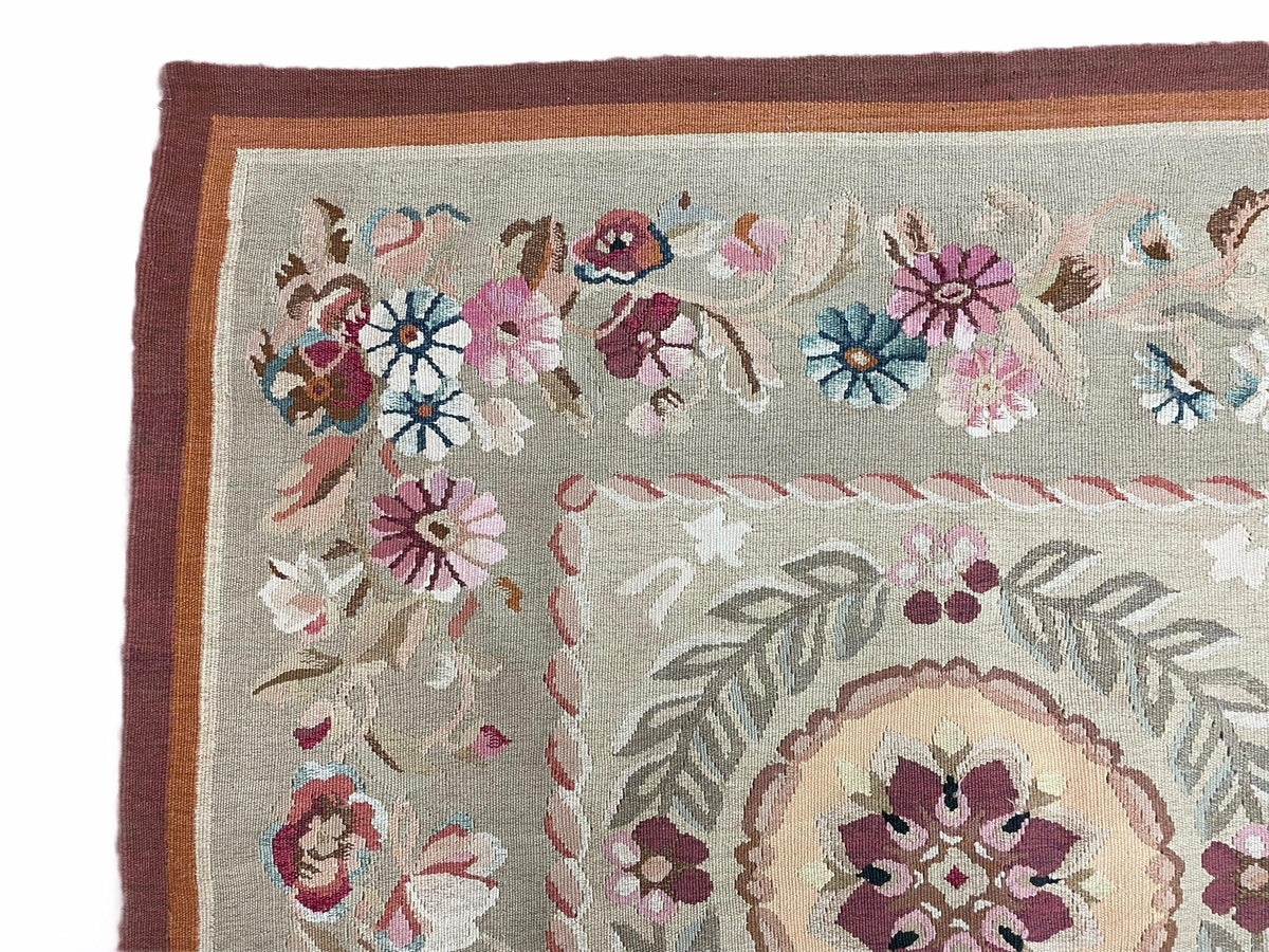 9x13 Needlepoint Carpet, French Design Rug, Hand-Knotted, Brand New Needlepoint Rug 9 x 13, English French European Style, Beige Floral - Jewel Rugs, view 5