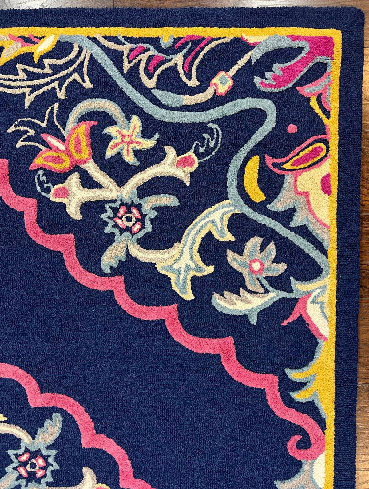 Safavieh Rug 8x10 Belagio Collection, Navy Blue Pink Yellow, Power-Loomed Wool Carpet, Floral Area Rug, Modern Rug, Room Sized 8 x 10 ft Rug - Jewel Rugs, view 8