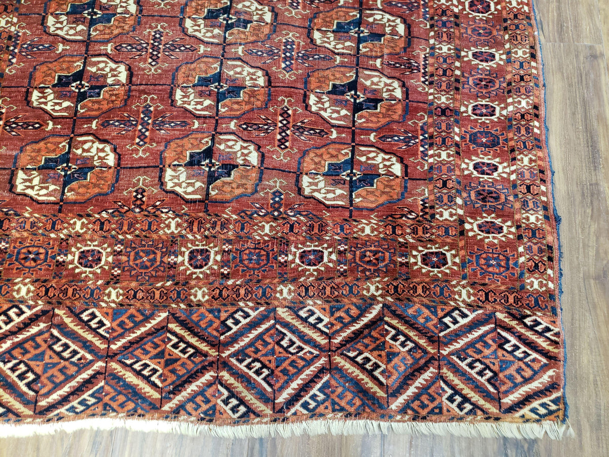 4x7 Antique Yamud Rug Russian Rug Turkoman Rug Fine Weave Rug - Jewel Rugs, view 12