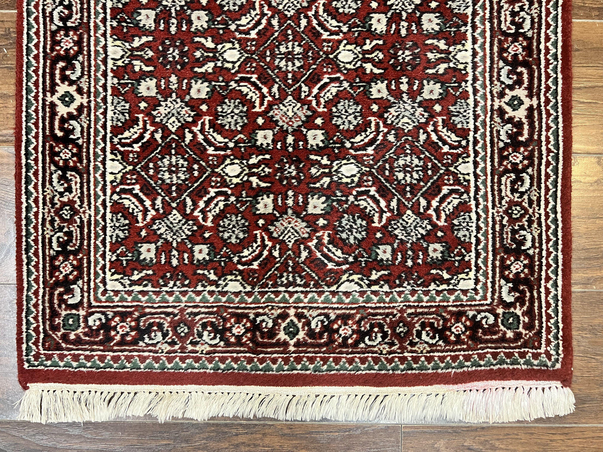 Indo Persian Runner Rug 2.7 x 8, Wool Hand Knotted Vintage Carpet, Red Black, Herati Allover Pattern, Oriental Runner, Rug for Hallway - Jewel Rugs, view 6