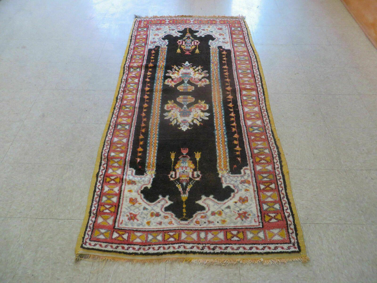 Antique Moroccan Runner Rug 3x7, Moroccan Prayer Rug, Double Mehrab Prayer Arches, Black and Red, Hand-Knotted Wool Carpet, Hallway Rug Nice - Jewel Rugs, view 2