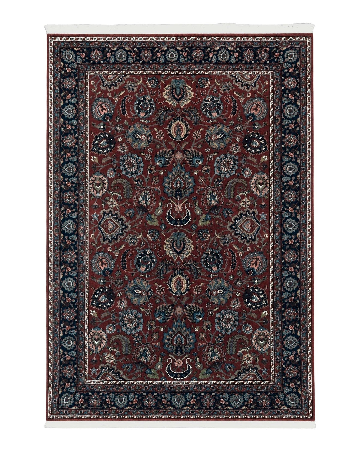 Indo Persian Rug 5x7, Vintage Traditional Floral Carpet, Burgundy and Navy Blue - Jewel Rugs