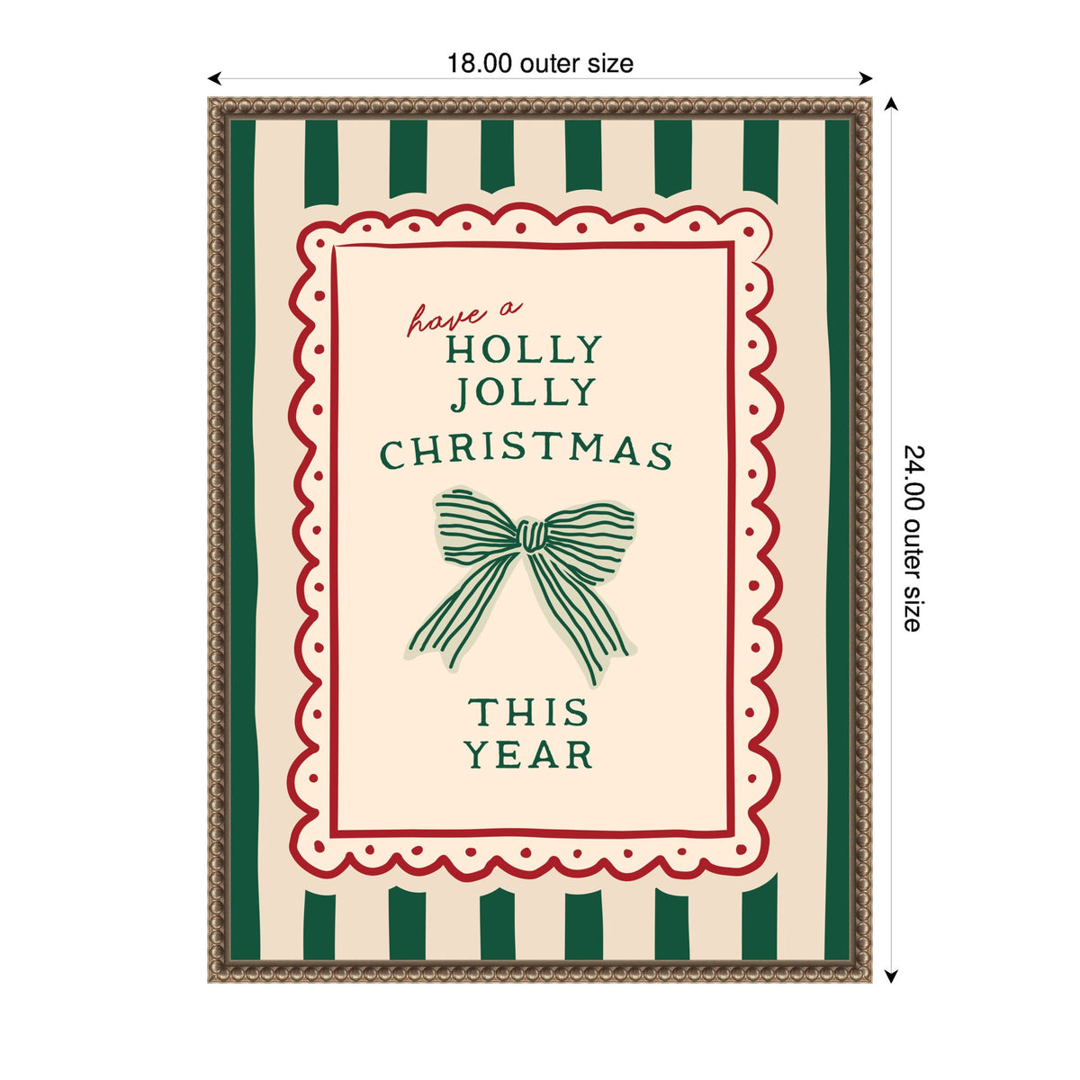 Retro Holly Jolly Christmas by Lucky Guava Framed Canvas Wall Art Print