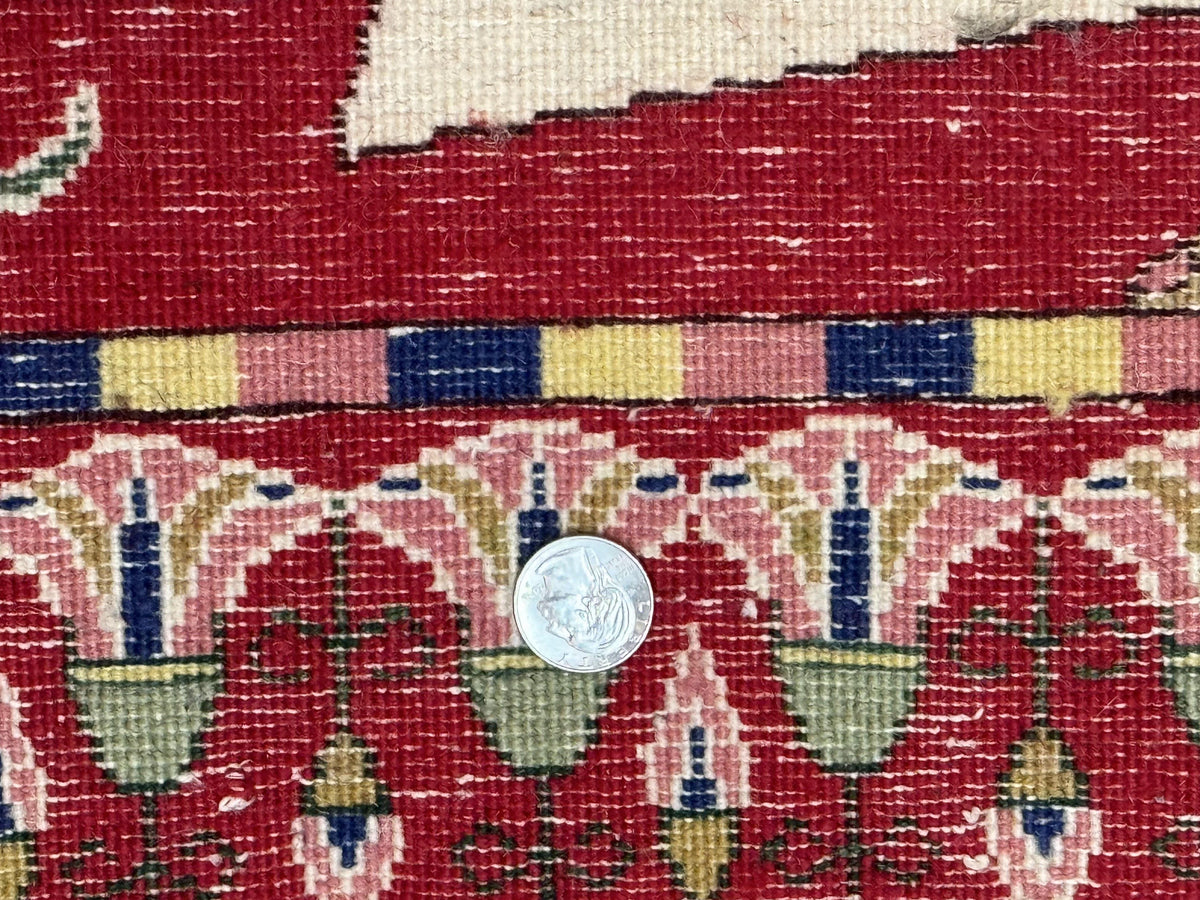 Egyptian Pictorial Rug 3x4, Hieroglyphic Pictorial Rug, Egyptian Prince and Princess, Cleopatra, Vintage Handmade, Red - Jewel Rugs, view 11