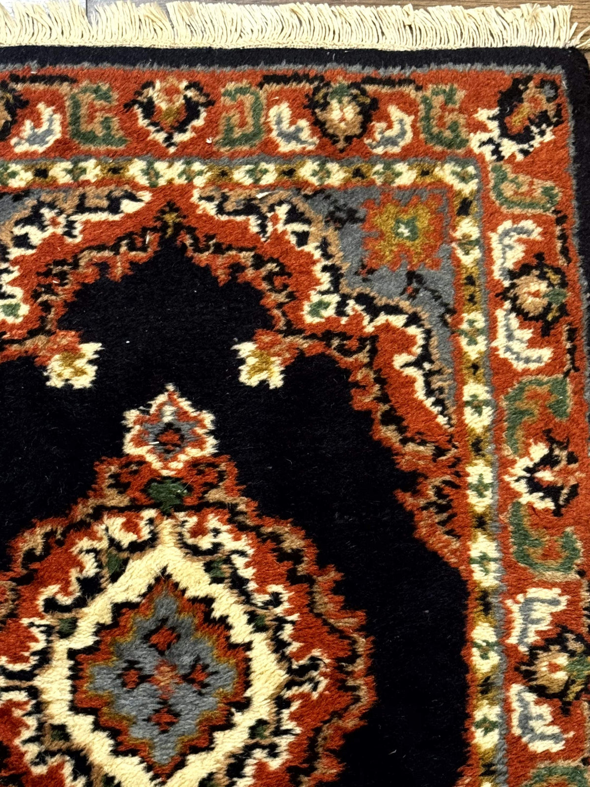 Small Indo Persian Rug 2x3, Navy Blue & Terracotta, Wool, Handmade - Jewel Rugs, view 8