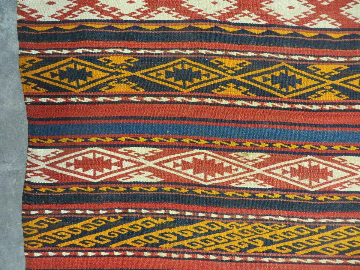 6' X 10' Antique 1930 Turkish Jajim Kilim Handmade Flat Weave Wool Rug Veg Dye - Jewel Rugs, view 12
