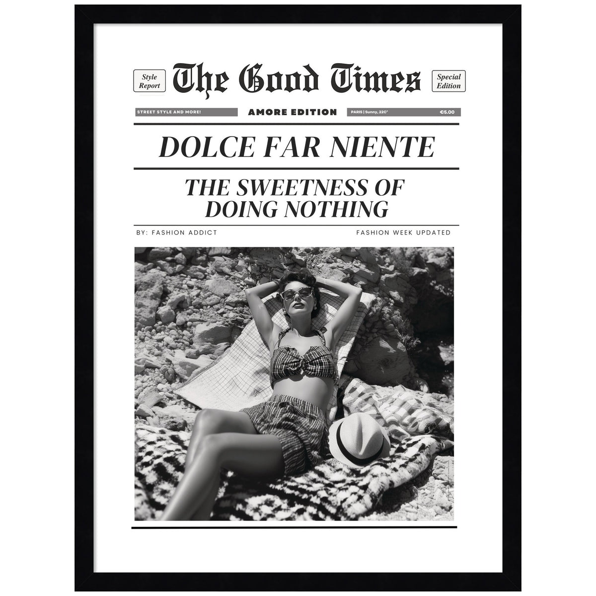 The Good Times Newspaper Dolce Far Niente by Honey Island Studio Framed Wall Art Print