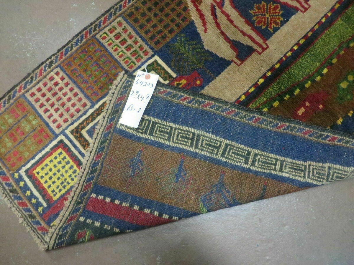 3' X 5' New Vintage Handmade Afghan Balouch Tribal Wool Pictorial Rug # 303 - Jewel Rugs, view 9