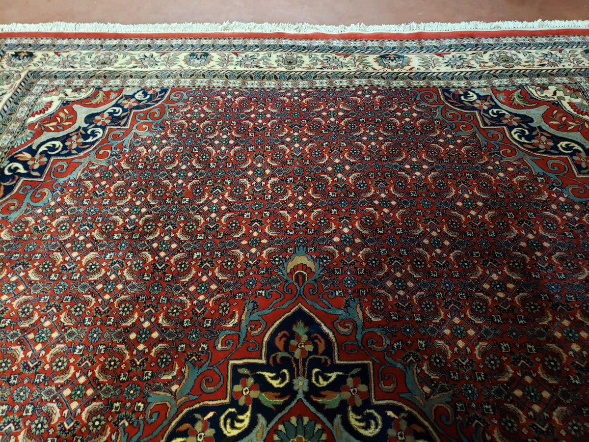 Indian Rug 9x12 Red Indo Bidjar Rug 9x12 Vintage Rug Allover Pattern Medallion Rug Wool Rug Nice Persian Design - Jewel Rugs, view 4