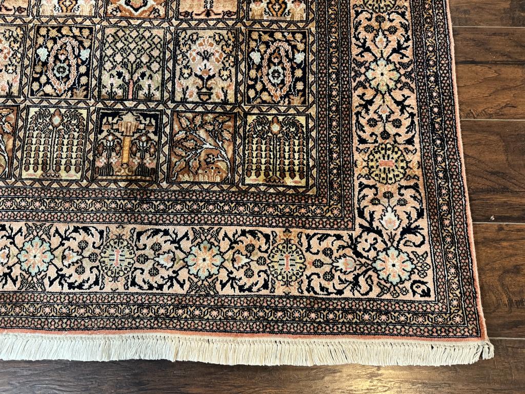 Indian Kashmiri Silk Rug 4x6, Panel Design, Multicolor, Fine - Jewel Rugs, view 11