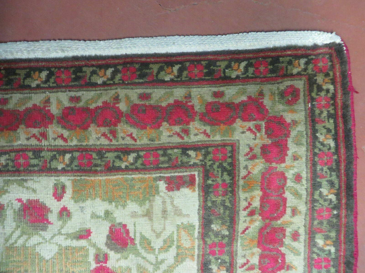 5' X 6' Antique Handmade India Floral Oriental Wool Rug Roses Flowers Traditional Contemporary Design - Jewel Rugs, view 7