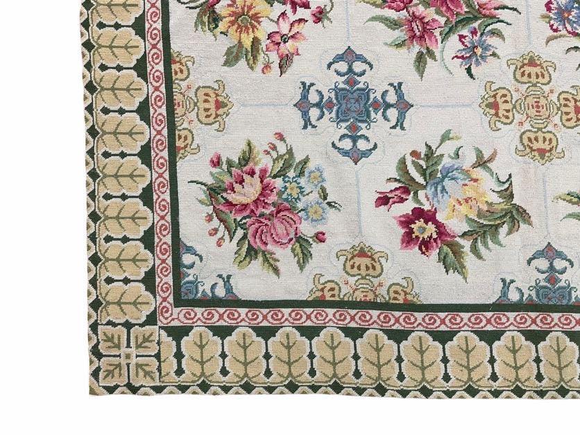 Hand-Knotted Needlepoint Carpet 6x9, Ivory/Cream Background, Colorful Flowers, Yellow Border, Aubusson Rug 6 x 9, New, Handmade - Jewel Rugs, view 12