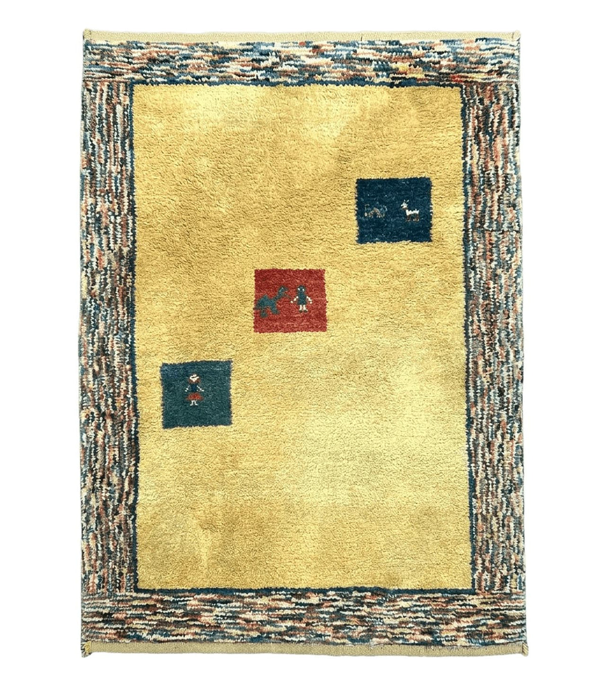 Indo Gabbeh Rug 3.7 x 5, Tribal Rug, Boho Rug, Wool Handmade Carpet - Jewel Rugs