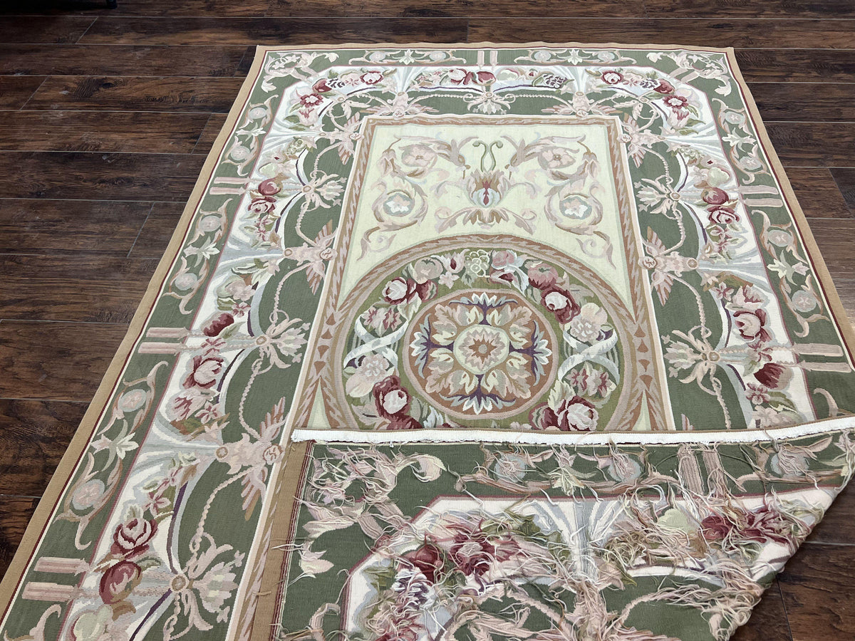 Aubusson Rug 5x8, Wool Handmade Vintage Carpet, Angel Motifs, Flatweave Rug 5 x 8, Medium Sized, European Design - Jewel Rugs, view 11