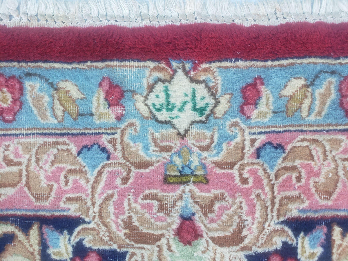 Antique Persian Kirman Rug 10x17 Oriental Carpet 10 x 17, Red, Multicolor, Namazian Signature Master Weaver, Shabby Chic, Semi Open Field - Jewel Rugs, view 9