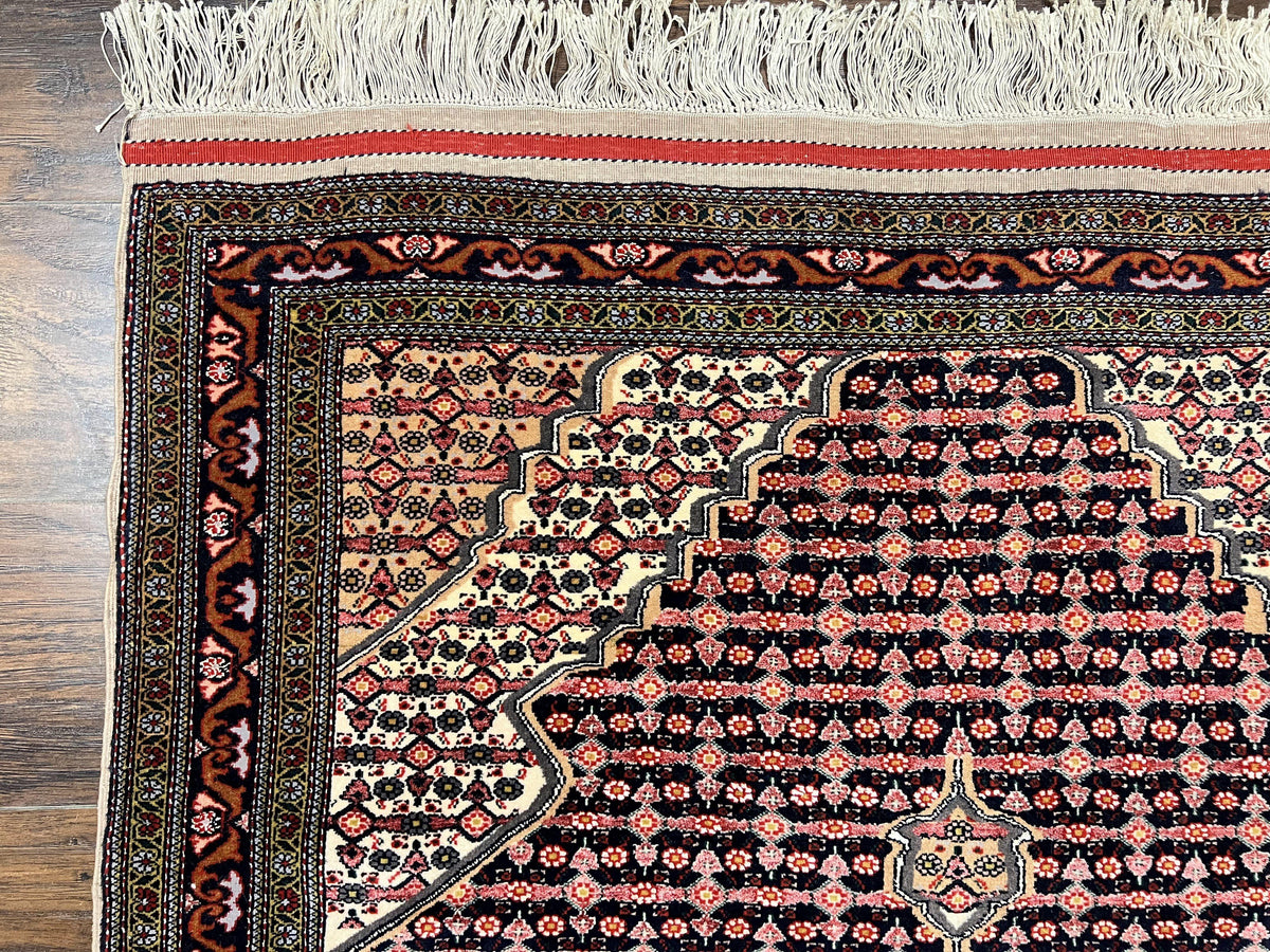 Afghan Rug 4x5, Wool with Silk Highlights, Very Fine Hand Knotted Vintage Oriental Carpet, Herati Pattern, Persian Rug, Bidjar Rug, 400 KPSI - Jewel Rugs, view 6