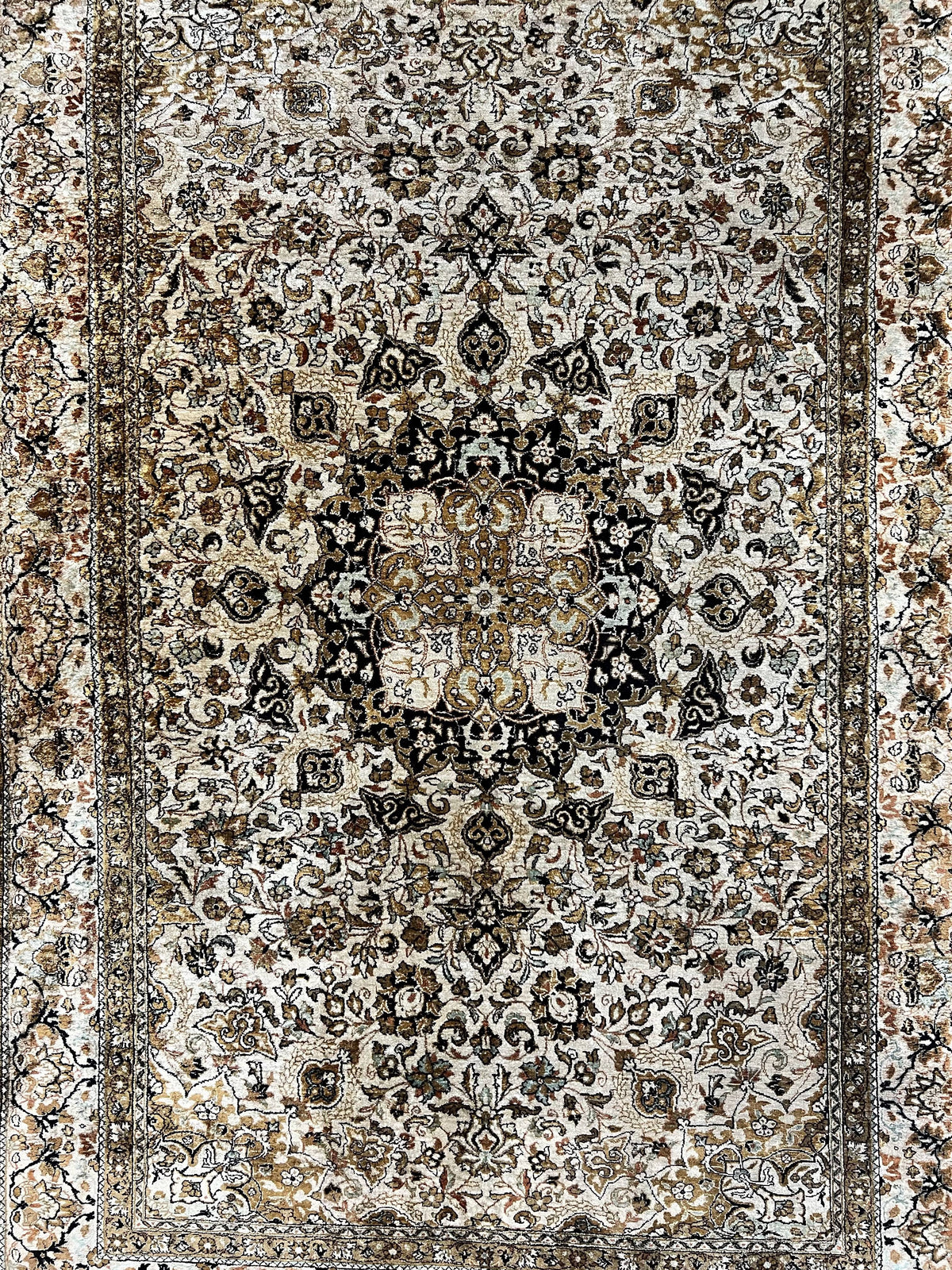 Persian Qum Silk Rug 5x7, Very Fine 60 Raj 475 KPSI, Hand Knotted, Silk on Silk - Jewel Rugs, view 3