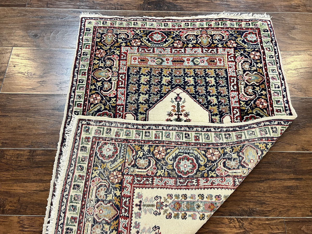 Turkish Prayer Rug 2.5 x 4, Vintage Wool Hand Knotted Carpet, Ivory - Jewel Rugs, view 11